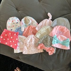 Lot of baby girl hats - size 0-6 mo